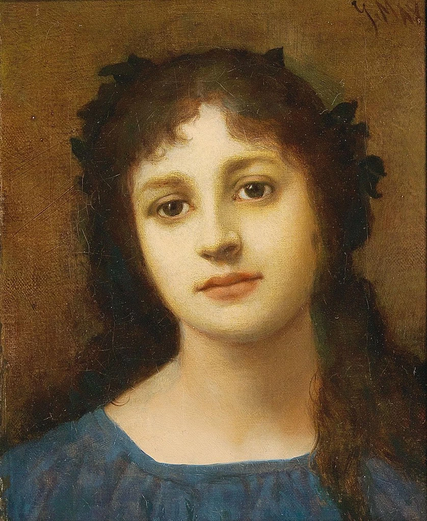 Gabriel von Max - Ragazza con foglie di vite nei capelli